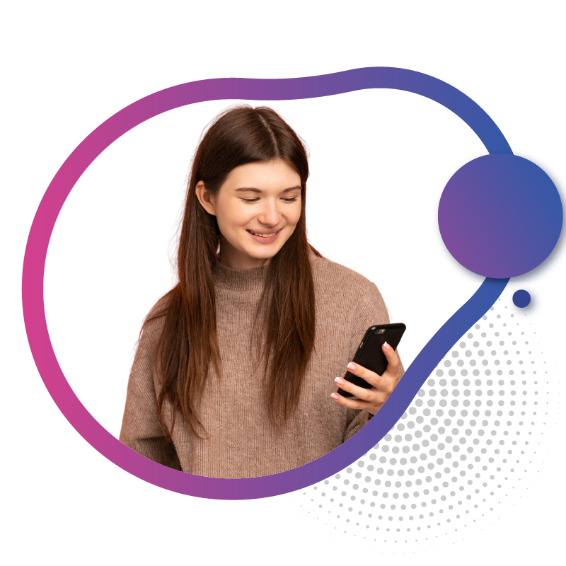 Happy mobile user checking their high-speed data balance on a prepaid mobile plan.